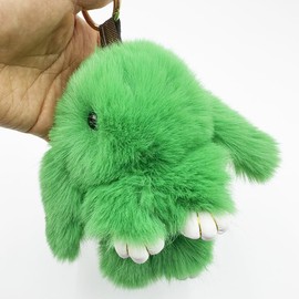 Unpafcxddyig Bunny keychain Faux Fur Keyring Handmade Soft Cute Rabbit pompom Pendant Bunny Plush Keychains,green