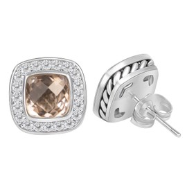 Myshiwu Designer Twisted Cable Wire Cubic Zirconia Stud Earrings Antique Fashion Brand Braided Jewelry for Women Gift (Pink)