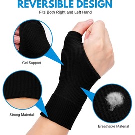 SUPEAK Wrist Thumb Compression Arthritis Gloves - Wrist Support Brace With Gel Thumb Injury Pads - Carpal Tunnel Sleeve Hand Protector Joint Pain Relieve for Men & Women (1 Pair)
