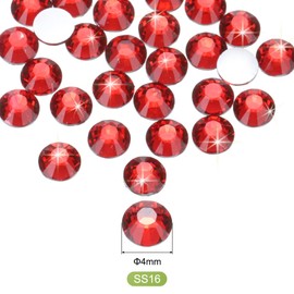 sourcing map 16000 Pcs Light Red Resin Flatback Rhinestone SS16 4mm Resin Non Hotfix Rhinestones for Crafts DIY Design, Tumblers, Clothes, Makeup, Nail Art