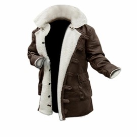 Kara Hub Bane Coat Tom Dark Knight Fur Shearling Military Distressed Brown Trench Leather Jacket Bane Costume Adult Men