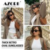 AZorb Retro Oval Sunglasses for Women Black Cat Eye Sun