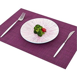 Addfun®Table Mats(Set of 4),Premium Washable High Quaity Non-Slip Insulation PVC Place Mats for Dinner Table,Purple