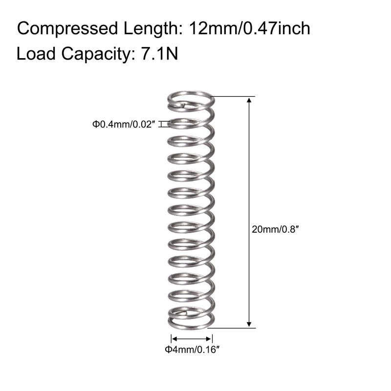 sourcing map Compression Spring 4 mm x 0.4 mm x