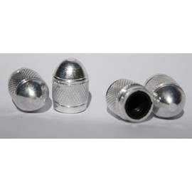 Anodized Aluminum Alloy Valve Stem Cap 4 Pack Set Silver Dome