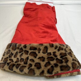 Ashland Luxury Velour Velvet Tree Skirt Bold Red Leopard Cheetah Animal Edgy 48"