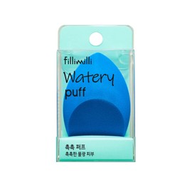 FilliMilli Chokchoku Puff, Filimiri, Makeup Puff, Drop Shape Makeup Sponge, 1 Piece, Korean Cosmetics, Blue Sponge