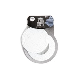 Core Home Silicone Anti Clogging Kitchen In Sink Plastic Drain Strainer With Lid, Cover. In Sink Dimensions 2.75" Diameter. Overall Dimensions 4.75" Diameter - White Granite