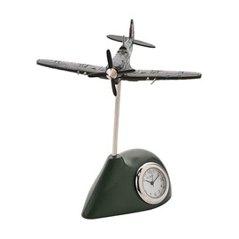 Miniature Spitfire Clock Airplane Model Air Force Aircraft Desk 9cm Men Gift New