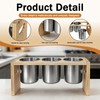 EcoDuck 3 Pack Utensil Holder, Stainless Steel Organizer with Wood