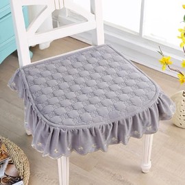 SMIUPIN Luxury European Chair Cushion for Dining Chair Office,Non Slip European Seat Cushion Square Thicken Chair Pad with Fixed Rope,Lace Ruffle Chair Cushion (Gray)