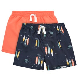 Gerber Boys' Toddler 2-Pack Swim Trunks, Orange Surf