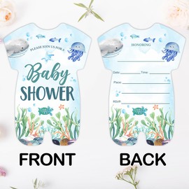 Qlnuk Ocean Baby Shower Invitations Ocean Under the Sea Baby Shower Invitations Set of 20 Invites with Envelopes