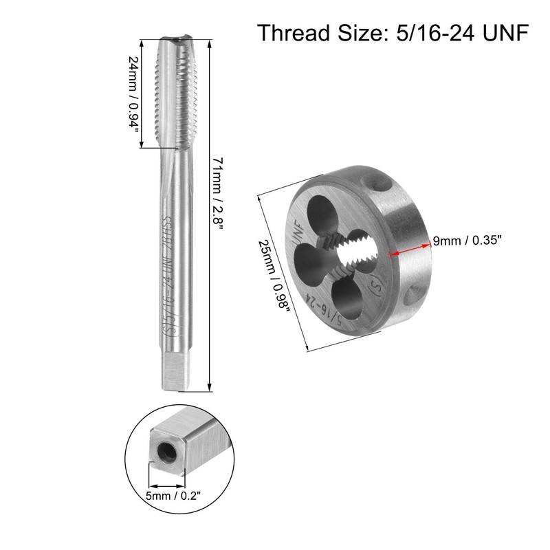 sourcing map 5/16-24 UNF Thread Cutter Tool Set 25 mm