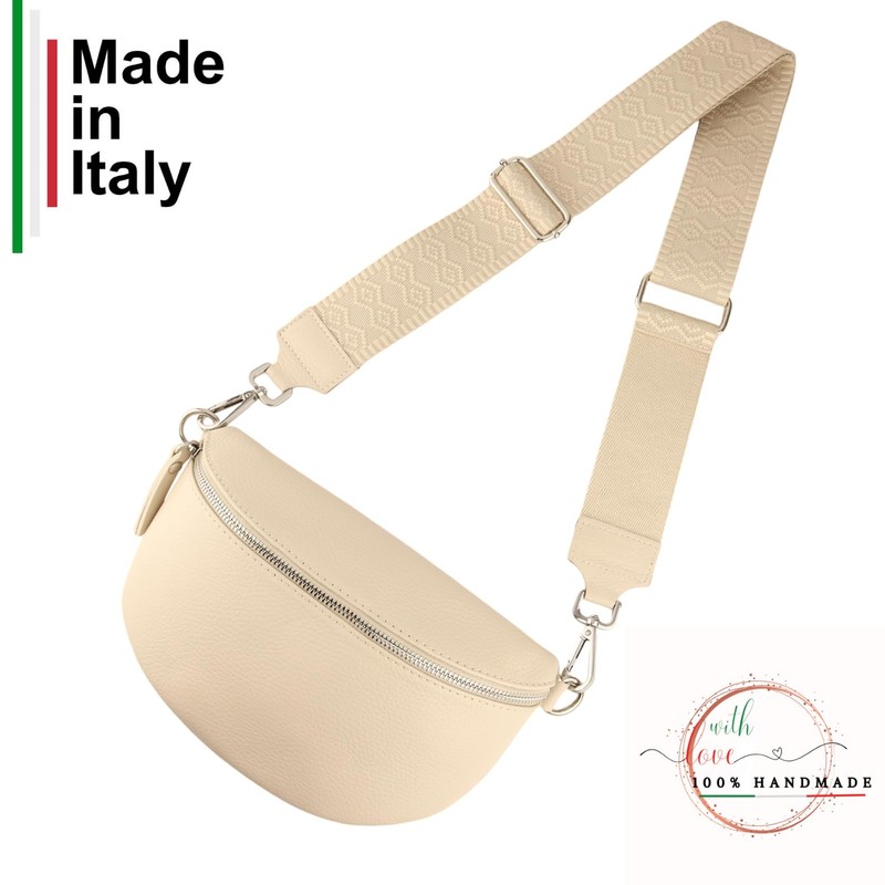 MIRROSI® Women's Bum Bag, Genuine Leather, Made in Italy, Shoulder