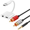 For HTC High Security 2in1 USB C to 3.5mm AUX DAC Adapter + 3.5mm RCA Cable for HTC U11