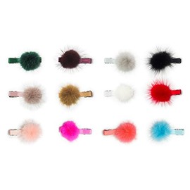 Pom Pom Hair Clip (Multi Colors) 12 PCS