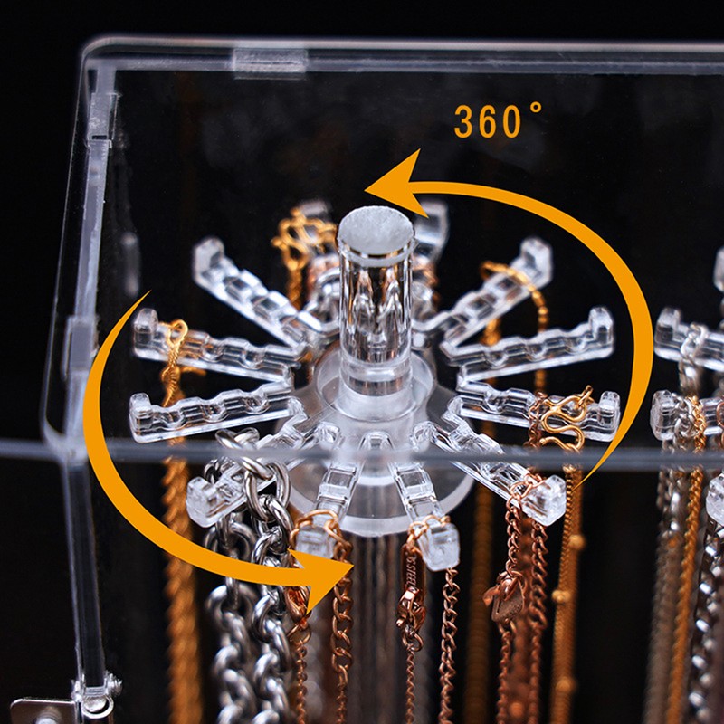 Acrylic Necklace Holder with 24 Hooks Clear Necklace Organizer Dustproof