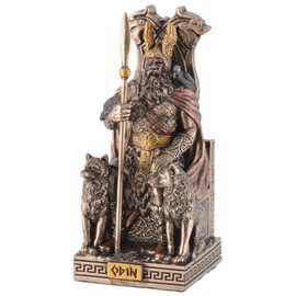 VOGLER Joh. Vogler GmbH German God Odin on the Throne, Made of Artificial Stone, Painted with Bronze Paint by Veronese