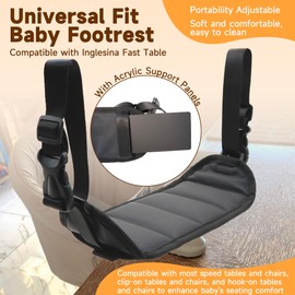 Terixe Adjustable Footrest for Inglesina Fast Table Chair, Easy-Clean Waterproof Fabric, with Acrylic Support Panels