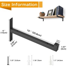 6 Pcs Heavy Duty Shelf Brackets 10 Inch Wall Mounted Industrial Metal Shelving Supports with Lip