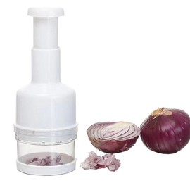 Food Chopper Small, with Container Handheld Veggie Chopper Veggie Dicer for Vegetable, Salad, Onion, Garlic, Nut(White)