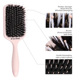 EAGLE FORTRESS Boar Bristle Paddle Hair Brush for Women, Hairbrush Detangler with Thicker Nylon Pins for Effortless Detangling, Scalp Massage & Reduced Breakage – Suitable for All Hair Types
