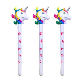 HAICN 3Pieces Inflatable Unicorn Stick Animals Inflatables on a Stick Toys Bow Up Hammer Pool Toy for Kids Filler Party Bag