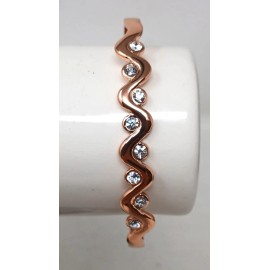 Unbranded Magnetic Copper Bracelet Wavy Design W/ Crystals & Magnets Holistic Relief  #J-5