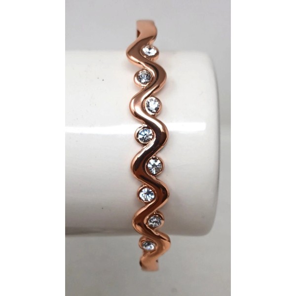 Unbranded Magnetic Copper Bracelet Wavy Design W/ Crystals & Magnets