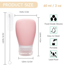 4Pcs Squeeze Salad Dressing Bottles, XJMWXHFC Mini Sauce Condiment Bottles, Leakproof Salad Dressing Container with 2pcs Cleaning Brush, Squeeze Bottles for Sauces (2OZ, 60ML)