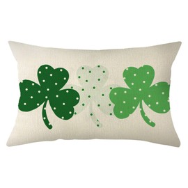 Ogiselestyle St Patricks Day Shamrock Polka Dot Throw Pillow Cover, 12 x 20 Inch Clover Clover Cushion Case Decoration for Sofa Couch