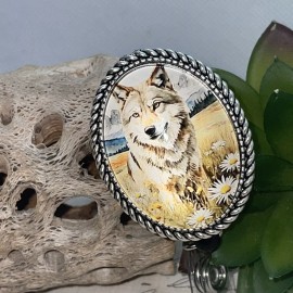 Fancy fox Boutique Wolf Wolves Rustic Nature Lanyard Unisex Retractable Reel ID Card Badge Holder