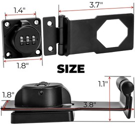 Hiceeden 2 Pack 90 Degree Barn Door Lock, High-Security Cabinet Password Lock, Combination Door Latch with Key for Sliding Door, Gate, Closet, Garden, Garage, Bathroom, Black