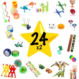 Advent Calendar Filling Set for Children - 24 x 2 Varied Contents - Toys such as Yo-yos and Parachutists as well as Toy Figures in Dino Shapes and Much More