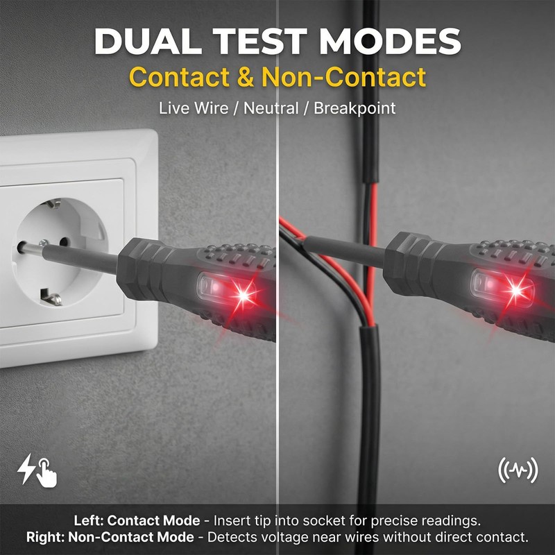 2Pcs High Torque Voltage Tester Screwdriver Set, 2-in-1 Non Contact/Contact