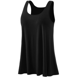 Ymmchy Women's Tank Top with Integrated Bra Vests Stretch Loose Fit Sleeveless Tops S-XXXXL, black, XXL