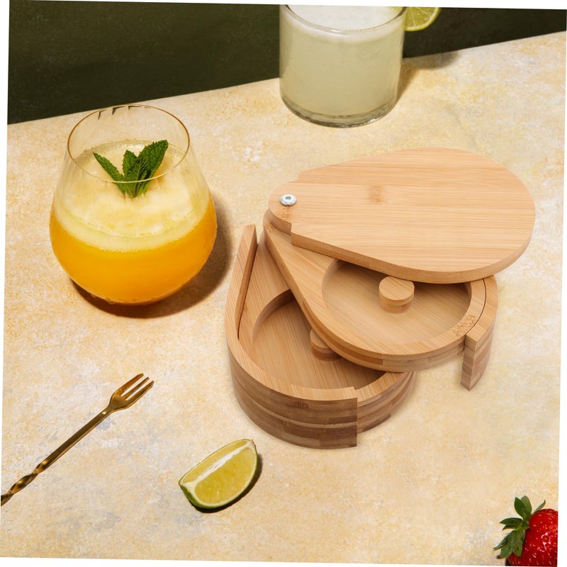 NOLITOY Cute Salt Sugar Box Wooden Seasoning Organizer Accessory Condiment