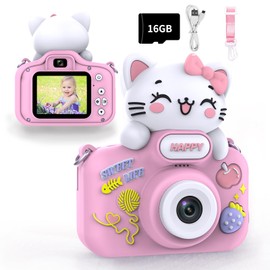 Video Children's Camera Toys for 3-12 Years Old Kids Boys Girls,HD Video Camcorder with Protective Silicone Cover,Christmas Birthday Gifts with 16GB SD Card (Pink)