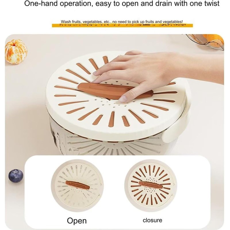 SENIURIS 2 in 1 Drainer with Lid and Strainer, Berry