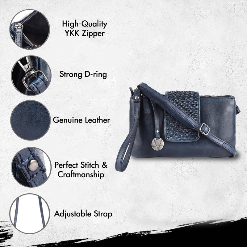 Bolso bandolera de piel para mujer, bolso de mano con