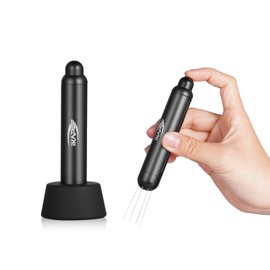 IKAPE Retractable Coffee WDT Tool, One-Press Release Espresso Stirrer Distribution Tool, 0.4mm 8 Adjustable Needles, Even Coffee Grounds Distribution with Stand & Extra Needles