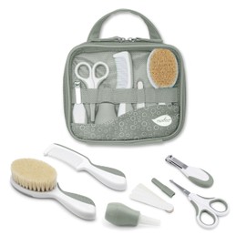 Nuvita 1146 Complete Baby Care Set, Bath Bags, Beauty for Newborns, Nail and Hair Scissors, Ideal for Nursery and Travel, BPA-Free, EU Brand, Sage Green