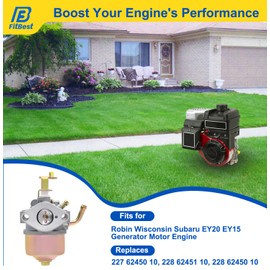 FitBest Carburetor with Fuel Line Filter for Robin EY20 EY15 DET180 Wisconsin WI-185 Generator Carb