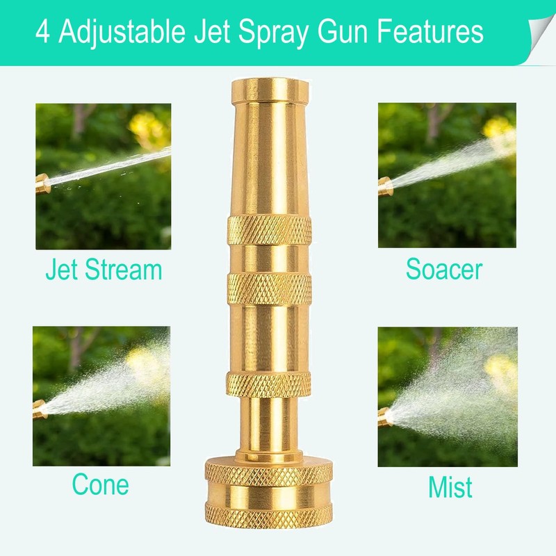 Solid Brass Heavy Duty Adjustable Twist Hose Nozzle,CM CUMIZON Jet