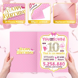 10th Birthday Card TSVATE 10 Year Old Girl Birthday Gifts, Sweet 10 Year Old Birthday Card, Birthday Gifts for 10 Year Old Girls Daughter Niece Granddaughter Sister, 10th Birthday Decorations for Girl