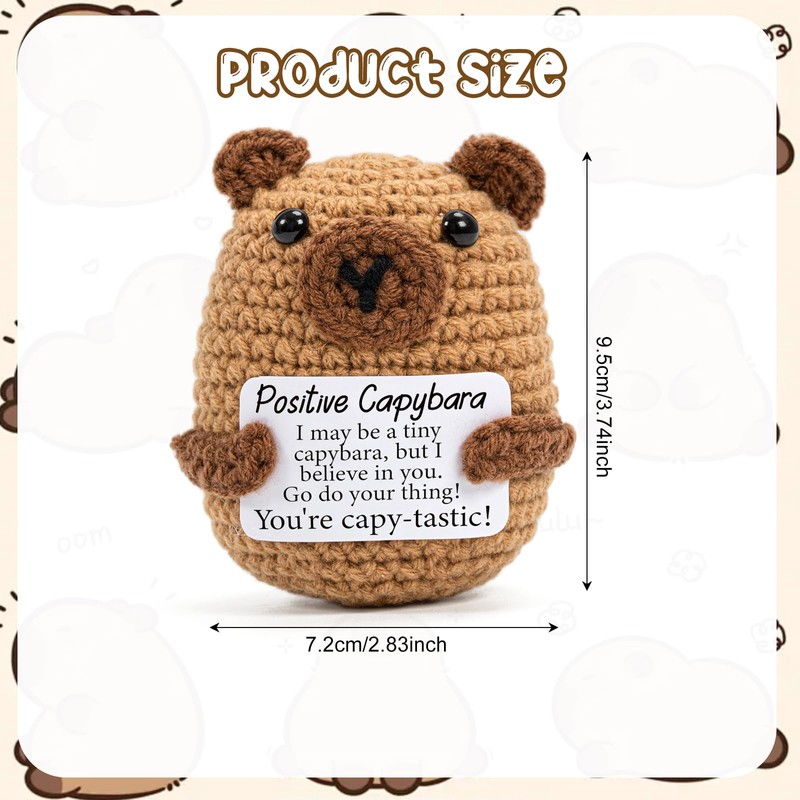 Vinuwu Positive Crochet Animals Capybara Gifts,Emotional Support Gift with Positive