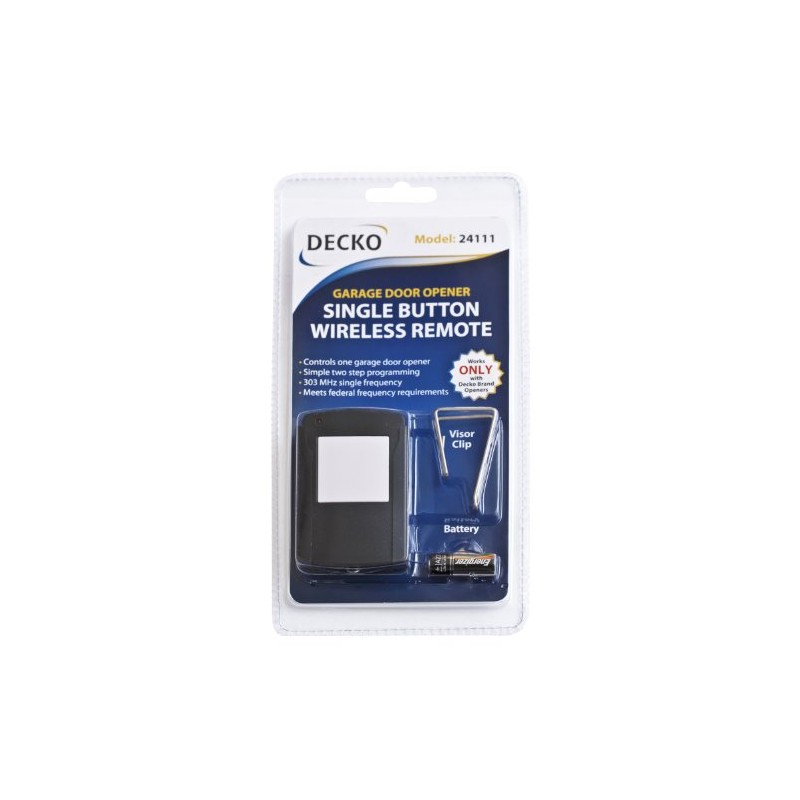 Decko Products 24111 Single Button Wireless Garage Door Opener Remote