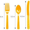 DecorRack Plastic Cutlery Set, Yellow Colored Plastic Silverware Sets for