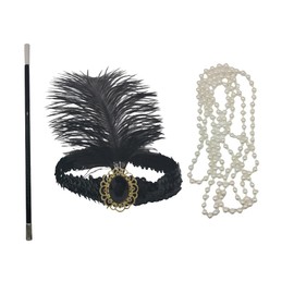 VIGUEUR 1920's Flapper Accessory Set - Flapper Headband Cosplay, Roaring 20's Costume